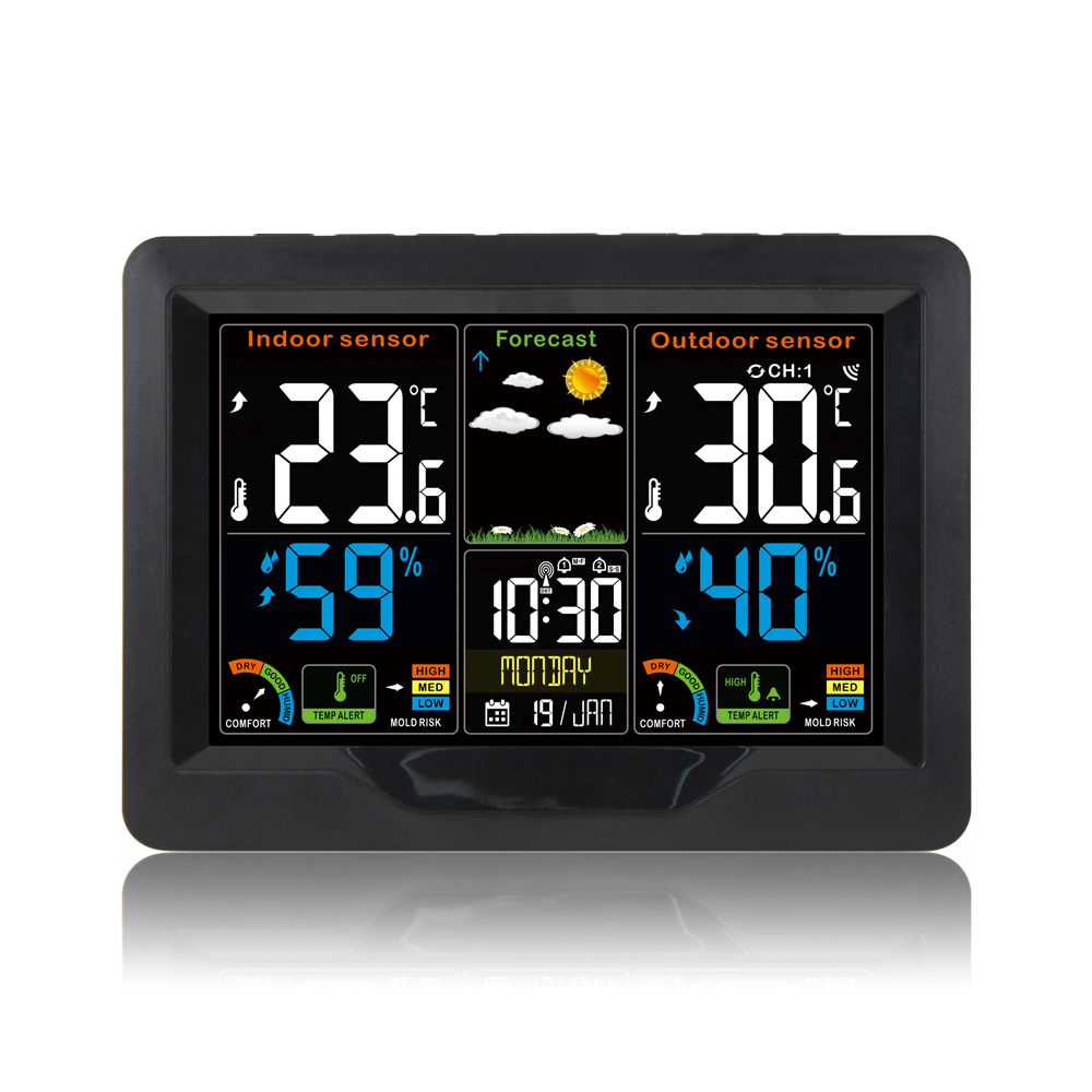FJ3383C Color Weather Station with Outdoor Sensor- fanjuhome.com